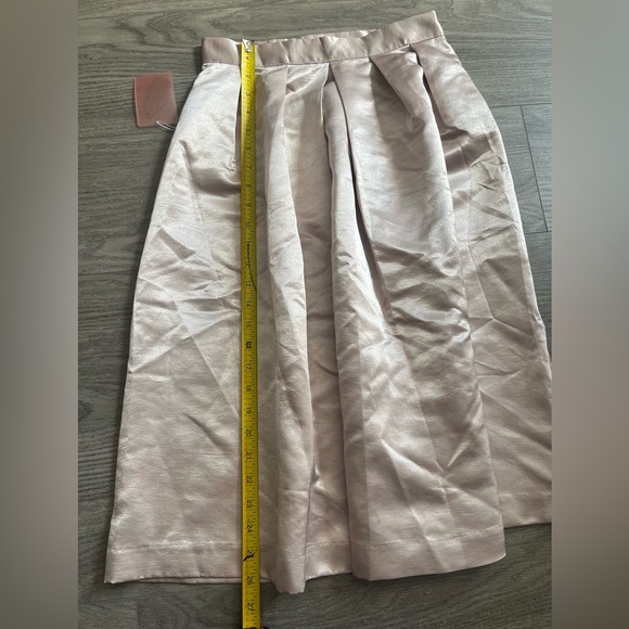 NWT Forever 21 Pleated Contemporary Sateen Champagne Pink Skirt - Picture 5 of 8